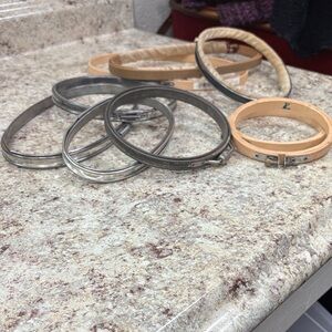 Vintage lot of embroidery hoops. 9 total all sizes